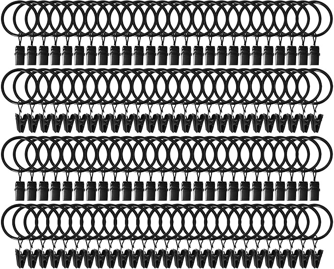105 Pack Curtain Clips with Rings 1.26" Interior Diameter, Metal Drapery Ring by LULARINE