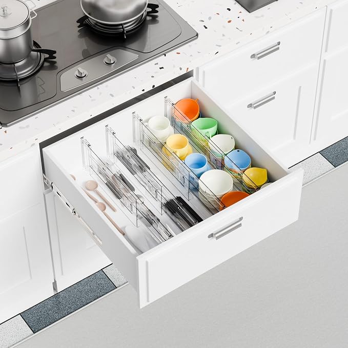 8 Pack Clear Acrylic Drawer Divider 6 Inch High, Expandable from 14-20'' - Image 8