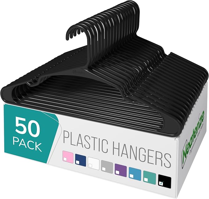 NEATERIZE Clothes Hangers Plastic 50 Pack by Neaterize