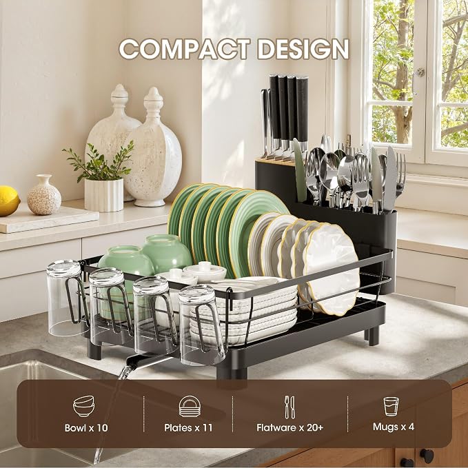 Runnatal Dish Drying Rack with Drainboard - Image 3