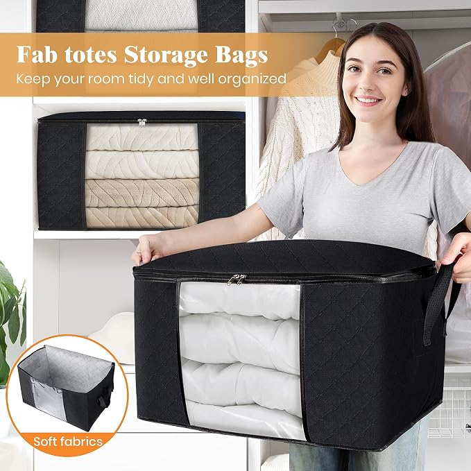 3 Pack Storage Bags for Clothes Blanket Storage Bins - Image 5