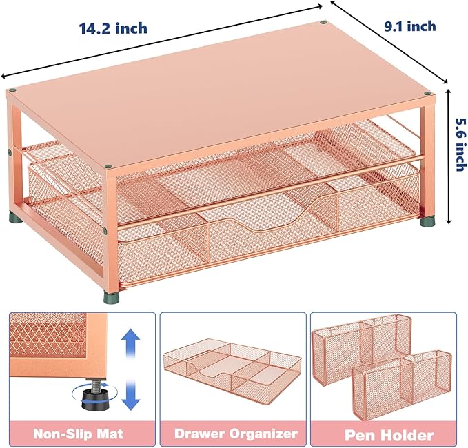 Desk Organizer and Accessories, 2-Tier Computer Monitor Stand Riser - Image 3