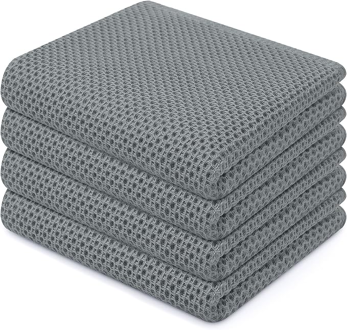 Homaxy 100% Cotton Waffle Weave Kitchen Dish Towels 4-Pack, Ultra Soft by Homaxy