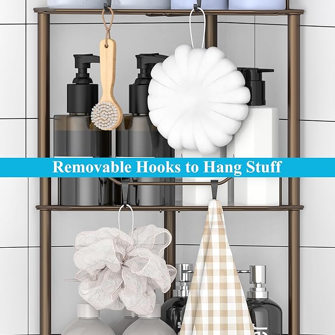 HuggieGems Metal Floor Standing Corner Shower Caddy, 4 Tier - Image 5