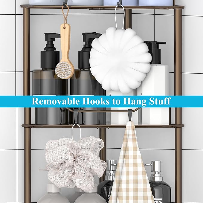 HuggieGems Metal Floor Standing Corner Shower Caddy, 3 Tier - Image 5