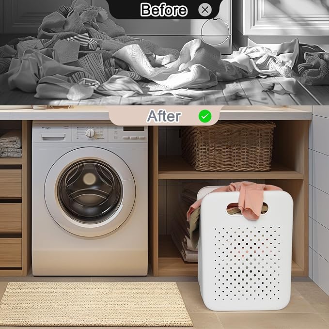 Goderewild Collapsible Laundry Basket, Space-Saving Wall-Mounted Hamper - Image 5