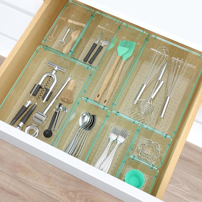 23 PCS Plastic Drawer Organizers Set, 4 Size Desk Drawer Organizer Trays | 4 - Image 6