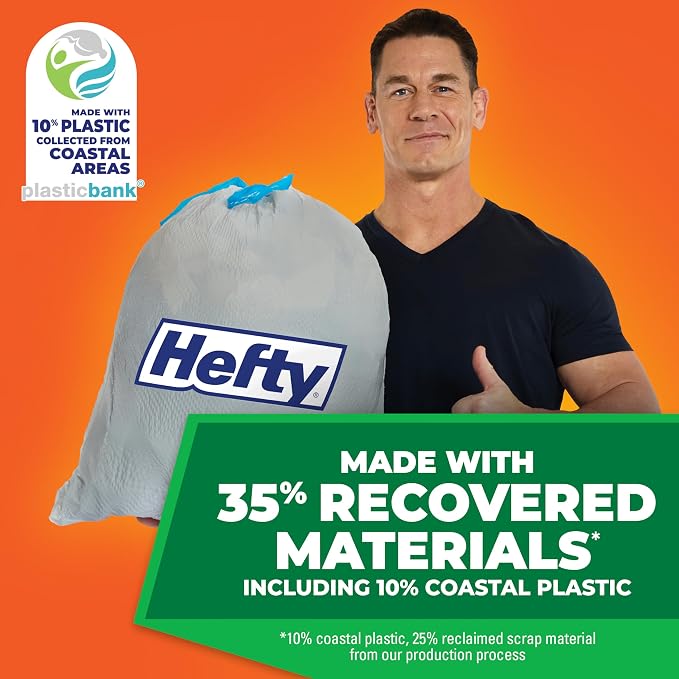 Hefty Ultra Strong Recovered Materials 13 Gallon Kitchen Trash Bags, 80ct | Made - Image 3