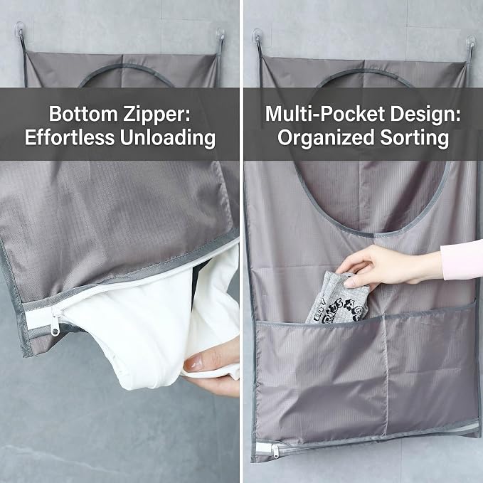 Hanging Laundry Bag, Over the Door Laundry Hamper - Image 7