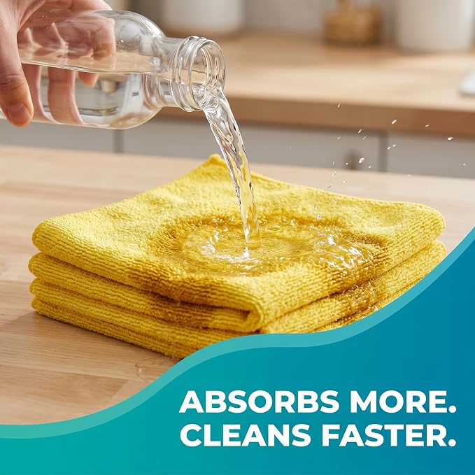 HELOMOR 12 Extra Large Microfiber Cleaning Cloths, Reusable Multi-Purpose - Image 5