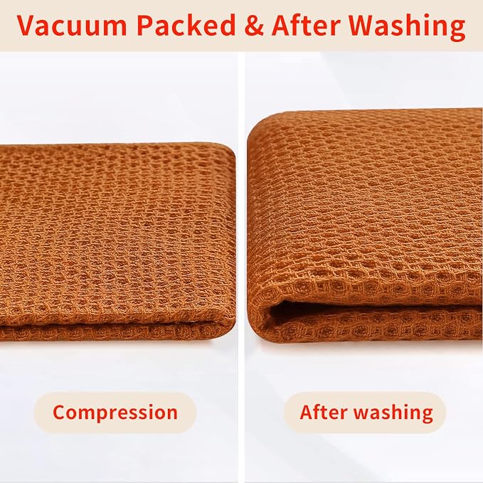 Homaxy 100% Cotton Waffle Weave Kitchen Dish Cloths 6-Pack, Burnt Orange | 12 x - Image 7