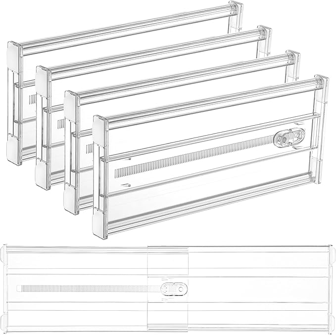 Vtopmart 6" Tall Upgrade Drawer Dividers, 12.8"-22.3" Expandable, 4 Pack | Deep by Vtopmart