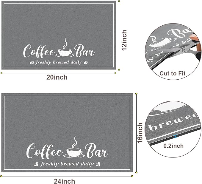 CooRug Fashion Coffee Mat, Dish Drying Mat 16" x 24" Dark Grey | Hide Stain - Image 6