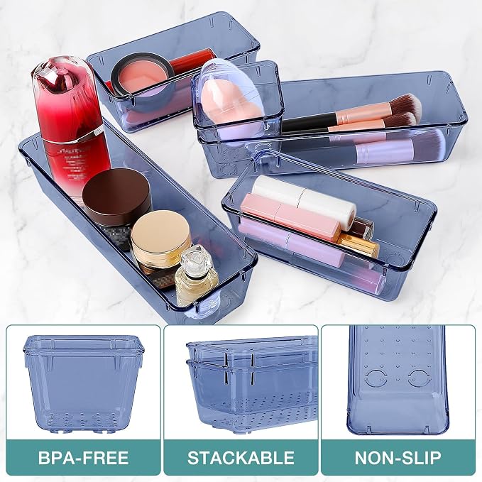 23 PCS Drawer Organizer Set, 5 Size Bathroom and kitchen organizer Trays | - Image 3