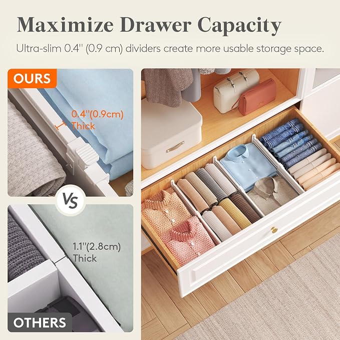 Lifewit 5" Tall Drawer Dividers, Adjustable Deep Drawer Organizer Clothes | 5 - Image 6