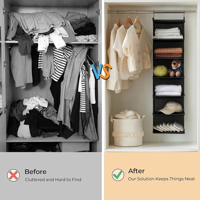 MAX Houser 6 Tier Foldable Hanging Closet Organizer - Image 8