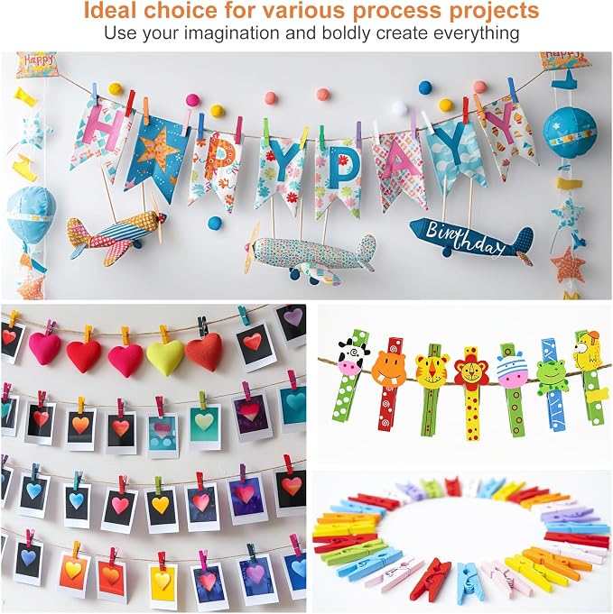 Colored Clothes pins 12 Color, Colorful ClothesPins Wooden Clips - Image 5