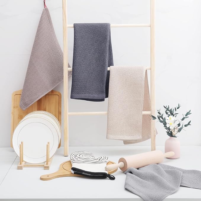 Homaxy 100% Cotton Waffle Weave Kitchen Dish Towels 12-Pack, Dark Grey | 13 x - Image 6