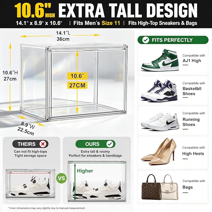 Clear High-Top Sneaker Storage Box, Acrylic Shoe Organizer 1 Pack - Image 2