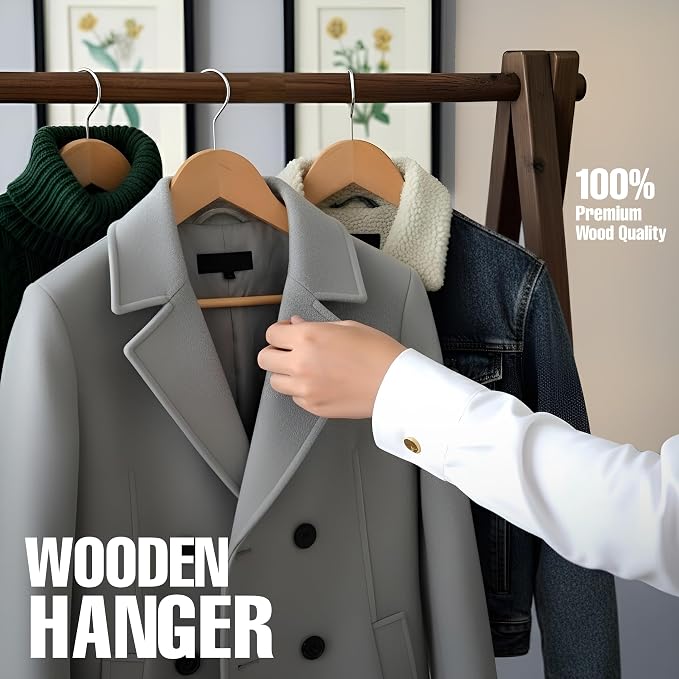 Utopia Home Wooden Hangers 90 Pack – Slim Suit Hangers Natural | 360° rotatable - Image 7