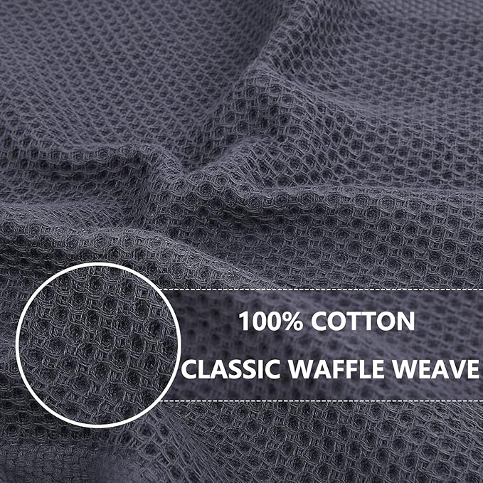 Homaxy 100% Cotton Waffle Weave Kitchen Dish Cloths 24-Pack, Dark Grey | 12 x - Image 2