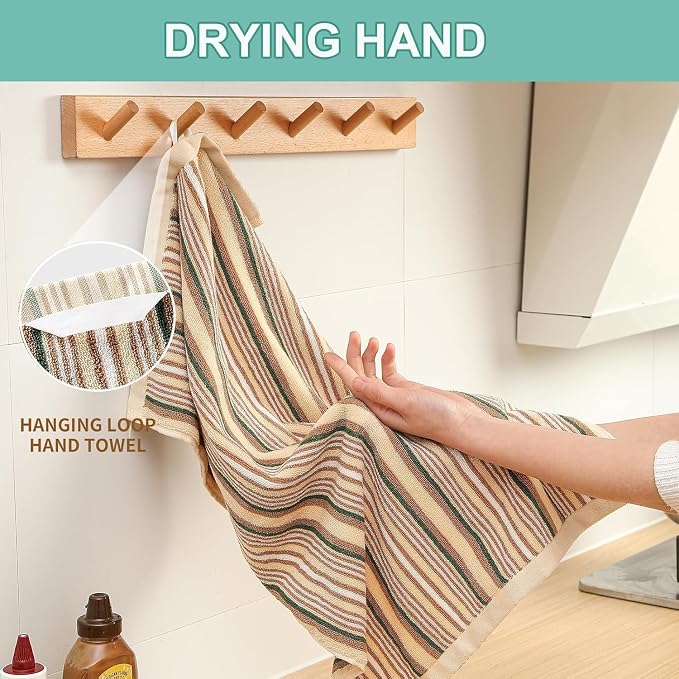 Kitchen Dish Towels for Drying Dishes, Large Cotton Kitchen Towels, Stripped - Image 3