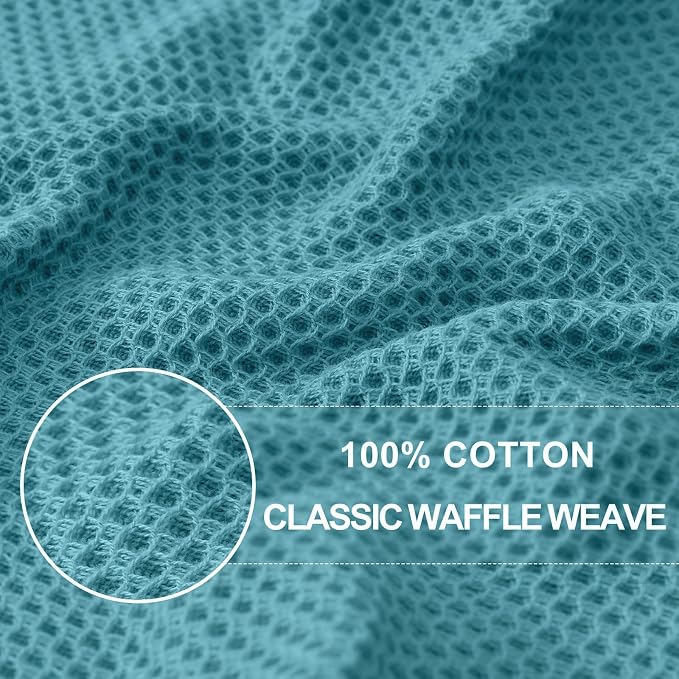 Homaxy 100% Cotton Waffle Weave Kitchen Dish Cloths 24-Pack, Lake Blue | 12 x - Image 2