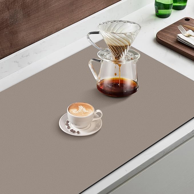 Coffee Mat Super Absorbent Dish Drying Mat Coffee Bar Mat 17"x 30", Khaki | - Image 5