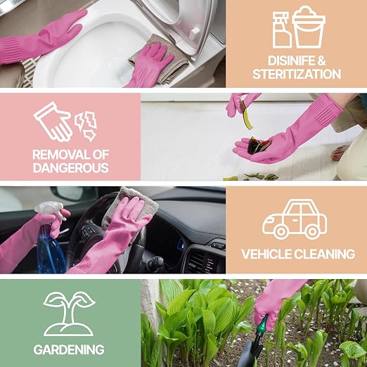 Rubber Dishwashing Gloves, Non-Slip Kitchen, 3 Pairs | Korean natural latex - Image 4