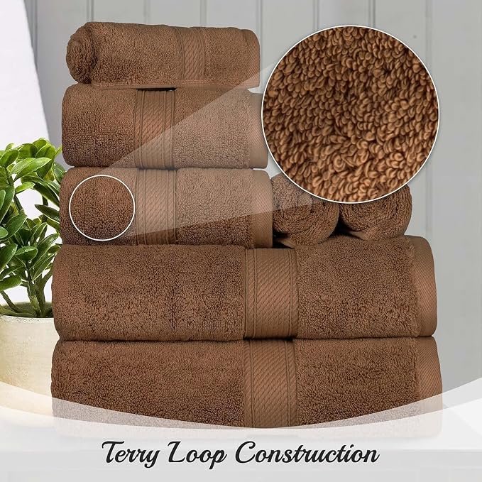 Superior Egyptian Cotton Ultra Plush & Absorbent, 10 Piece Set, Chocolate | - Image 7