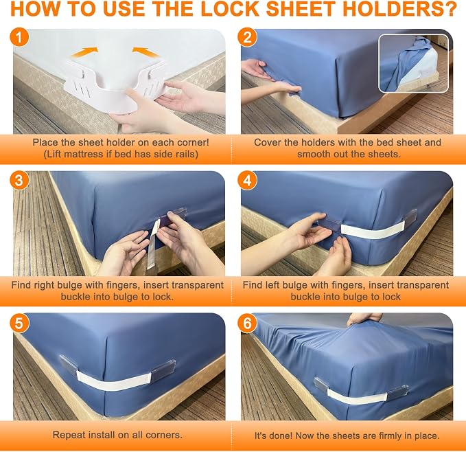 Bed Sheet Holders for Corners, No More Loose Sheets, Easy Installation for Any - Image 6