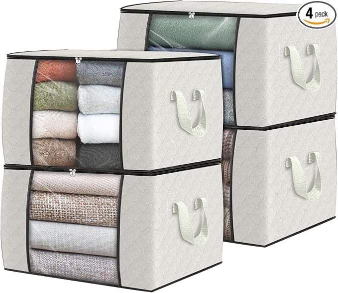 4 Pack Storage Bags for Clothes Blanket Storage Bins by Fabtotes