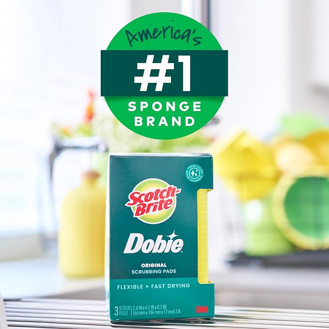 Scotch-Brite Dobie Non-Scratch All-Purpose Scrub Pads, 24 Pack | 8 Packs of 3 - Image 9