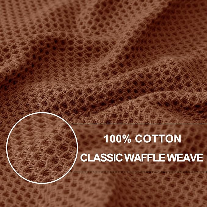 Homaxy 100% Cotton Waffle Weave Kitchen Dish Cloths 12-Pack, Caramel | 12 x 12 - Image 2