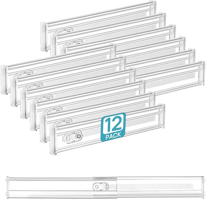 Vtopmart 2.36" Short Upgrade Drawer Dividers 12.8"-22.3" Expandable 12 Pack | by Vtopmart