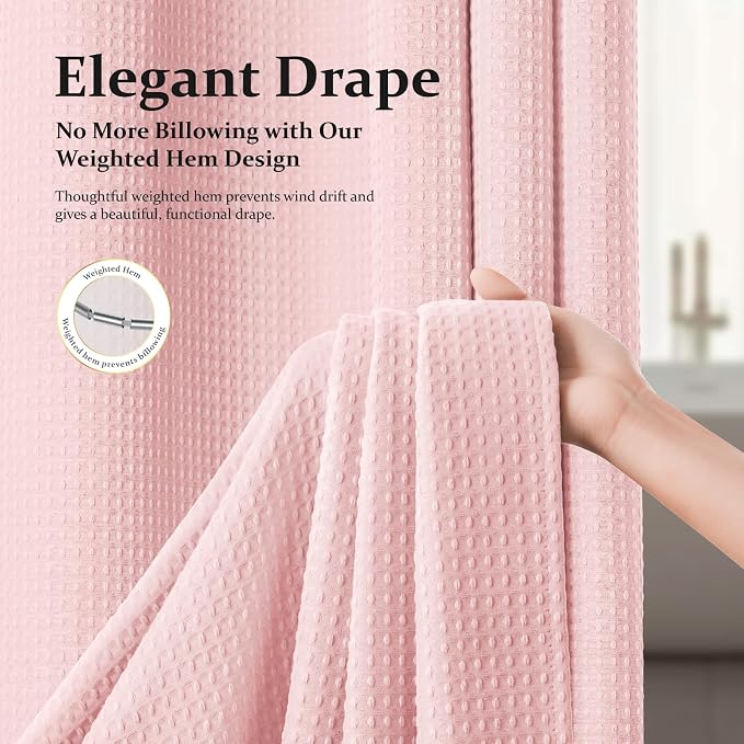 Dynamene Stall Waffle Shower Curtain 256 GSM Heavy Fabric 60x72 Pink - Image 4