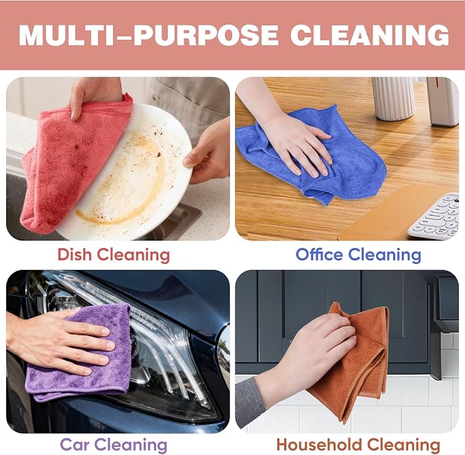 TEAWOO 10 Colors Microfiber Cleaning Cloths, 10 Pack Assorted Cleaning Rags | - Image 5