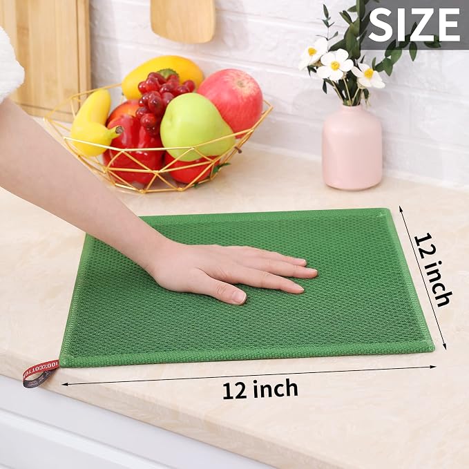 Homaxy 100% Cotton Waffle Weave Kitchen Dish Cloths 6-Pack, Grass Green | 12 x - Image 5