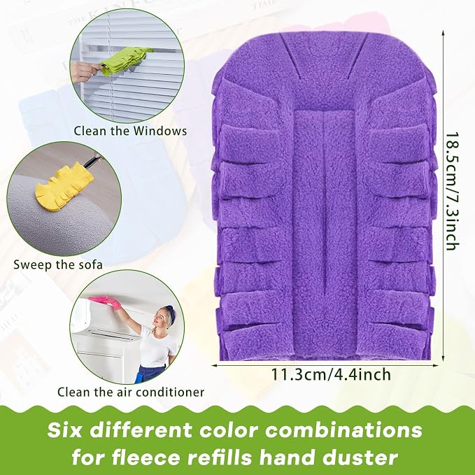 Zubebe 12 Pcs Reusable Duster Refills Fleece, Dark Color | Soft Polyester Fiber - Image 2
