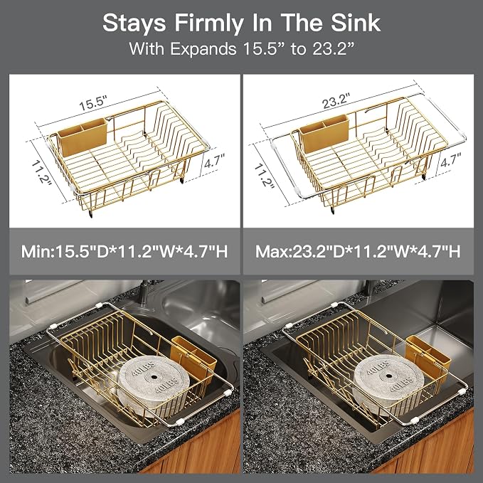 Gold Dish Drying Rack Over Sink - Image 3