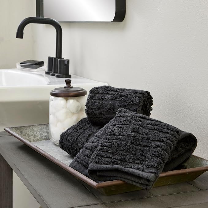 SKL Home CloudSoft Washcloth Set, 100% Cotton Luxury, Slate | Premium spa-level - Image 3