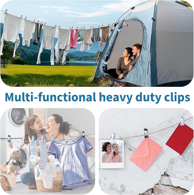 Clothes Pins Heavy Duty Out Door 50 Pack, Chip Clips 2.17 Inch, Bag Clips - Image 7