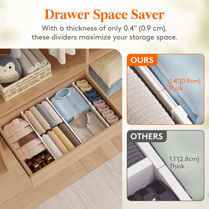 Lifewit 9 Pack 4" High Drawer Dividers, Adjustable Drawer Organizer Clothes | - Image 7