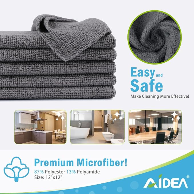AIDEA Microfiber Cleaning Cloth Grey-100PK, Soft Absorbent Rags, Microfiber - Image 6