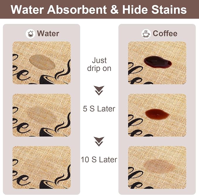 CooRug Fashion Coffee Mat, Dish Drying Mat 12" x 20" Beige | Hide Stain - Image 2