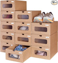 12 Pack Shoe Storage Bins Big Size, Waterproof Storage Boxes, Shoe Containers by Ceptcher