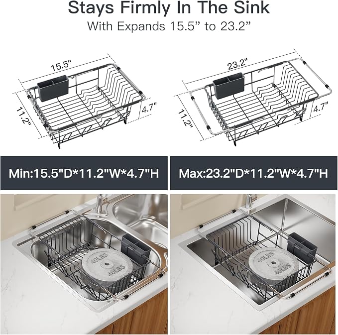 Grey Dish Drying Rack Over Sink - Image 3