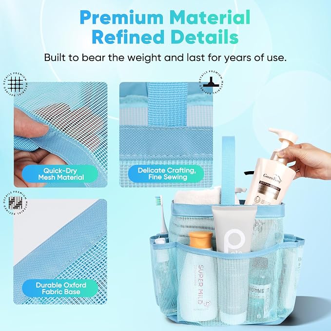 EUDELE 2 Pack Mesh Shower Caddy Portable - Image 5