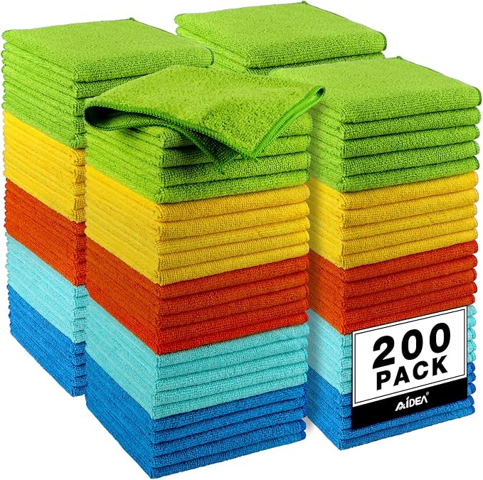 AIDEA Microfiber Cleaning Cloth-200PK, Microfiber Towels by AIDEAHOME