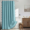 MIULEE Teal Scalloped Linen Shower Curtain 72x72 Inches by MIULEE